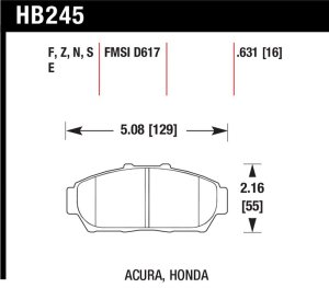 Acura Integra Brake Pads - Front - Hawk Performance - HPS Street - `94-`01